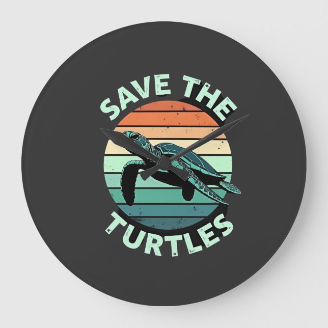 Save The Turtles Animal Turtle Pet Lover (4) Large Clock (Front)