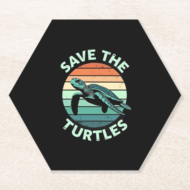 Save The Turtles Animal Turtle Pet Lover (4) Paper Coaster (Front)