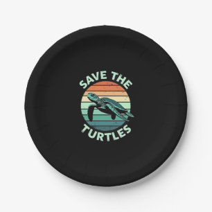 Save The Turtles Animal Turtle Pet Lover (4) Paper Plate
