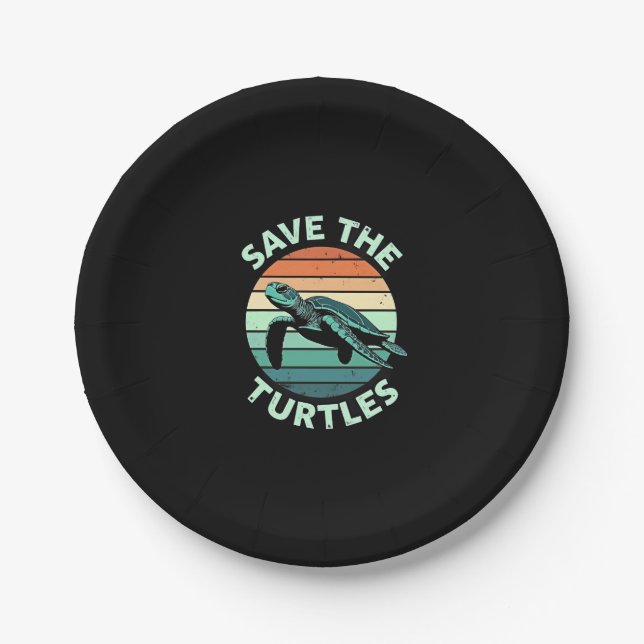 Save The Turtles Animal Turtle Pet Lover (4) Paper Plate (Front)