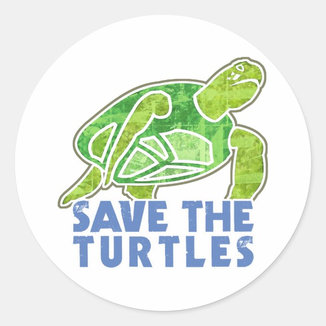 Save the Turtles Classic Round Sticker (Front)