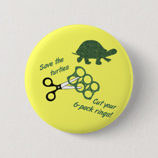 Save the Turtles Cut Six Pack Rings 2 Inch Round Button