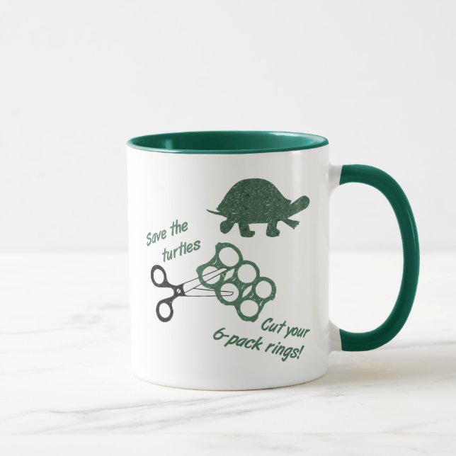 Save the Turtles Cut Six Pack Rings Mug (Right)
