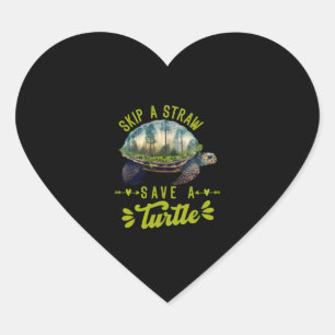 Save the Turtles Environmental Protection Ocean Heart Sticker