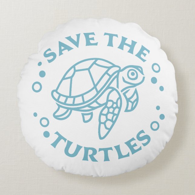 Save the turtles round pillow (Front)