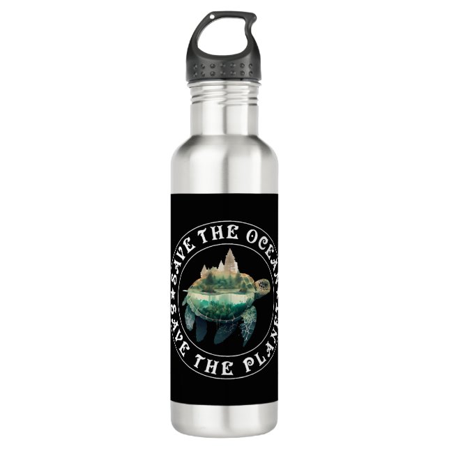 Save the Turtles Save the Ocean protect species 710 Ml Water Bottle (Front)