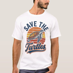 Save The Turtles Vintage Sea Turtle T-Shirt Design