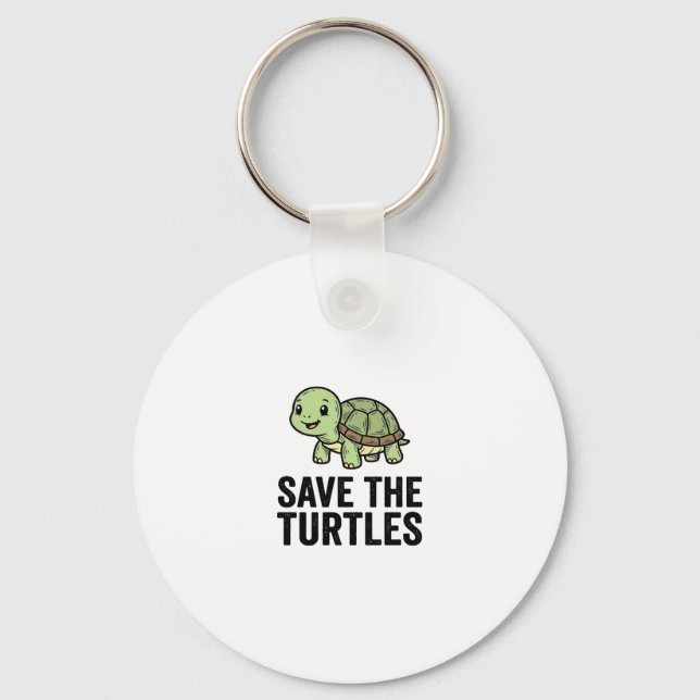 Save The Turtles Vintage Turtle Conservation Shirt Keychain (Front)