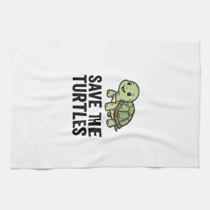 Save The Turtles Vintage Turtle Conservation Shirt Kitchen Towel
