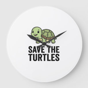 Save The Turtles Vintage Turtle Conservation Shirt Large Clock