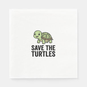 Save The Turtles Vintage Turtle Conservation Shirt Napkin