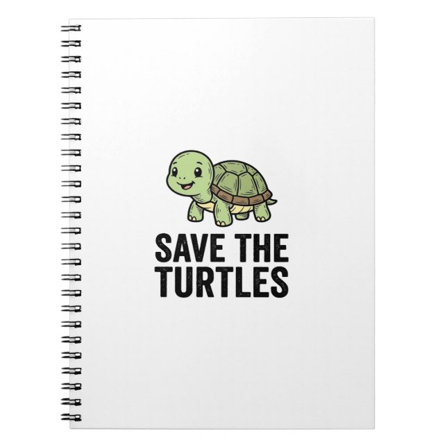 Save The Turtles Vintage Turtle Conservation Shirt Notebook (Front)