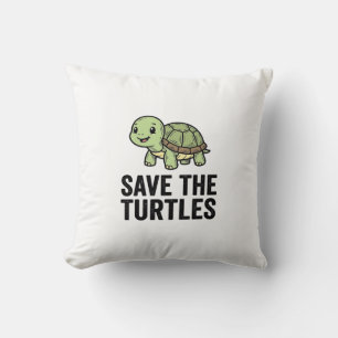 Save The Turtles Vintage Turtle Conservation Shirt Throw Pillow