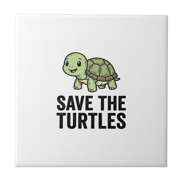 Save The Turtles Vintage Turtle Conservation Shirt Tile (Front)