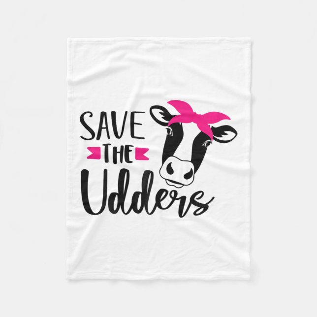 Save The Udders Breast Cancer Awareness  Fleece Blanket (Front)