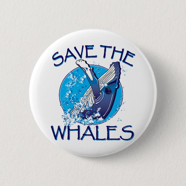 Save the Whales 2 Inch Round Button (Front)