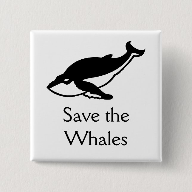 Save the Whales 2 Inch Square Button (Front)