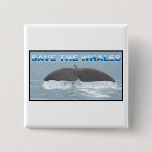 Save the Whales 2 Inch Square Button