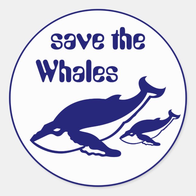 Save the Whales Classic Round Sticker (Front)