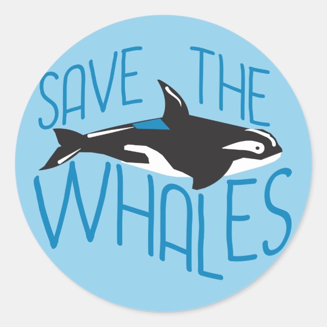 Save the Whales Classic Round Sticker (Front)