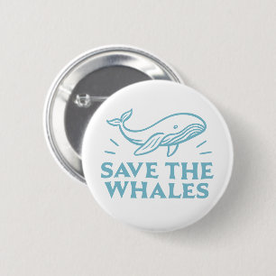 Save the whales cute retro aesthetic 2 inch round button
