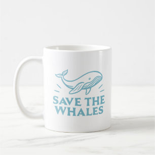 Save the whales cute retro aesthetic coffee mug
