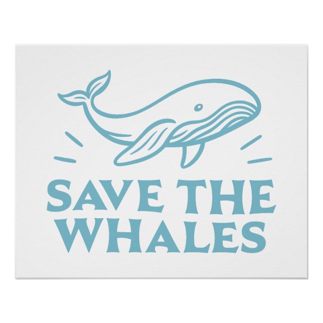 Save the whales cute retro aesthetic poster (Front)
