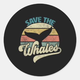 Save The Whales Retro  Classic Round Sticker