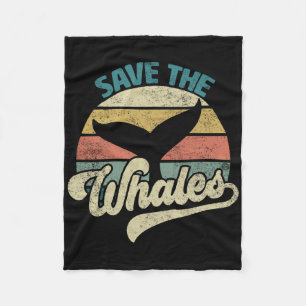 Save The Whales Retro Fleece Blanket