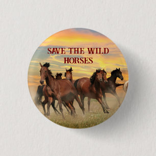 Save The Wild Horses 1 Inch Round Button