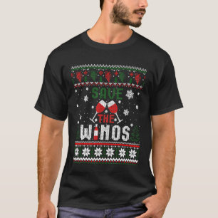 Save The Winos Funny Drinking Wine Christmas Ugly T-Shirt