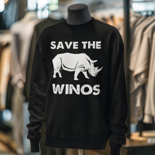 "Save the Winos" Funny Wine Lover Rhino Sweatshirt