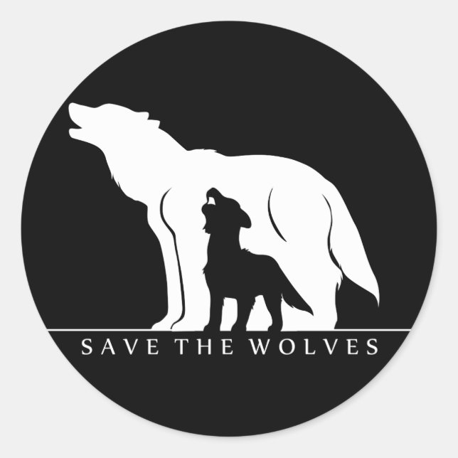 Save the Wolves Classic Round Sticker (Front)