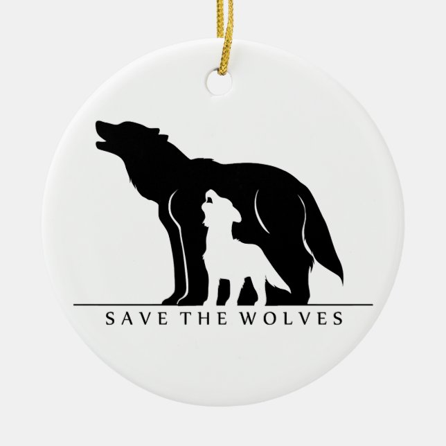 Save the Wolves (white ver.) Ceramic Ornament (Front)
