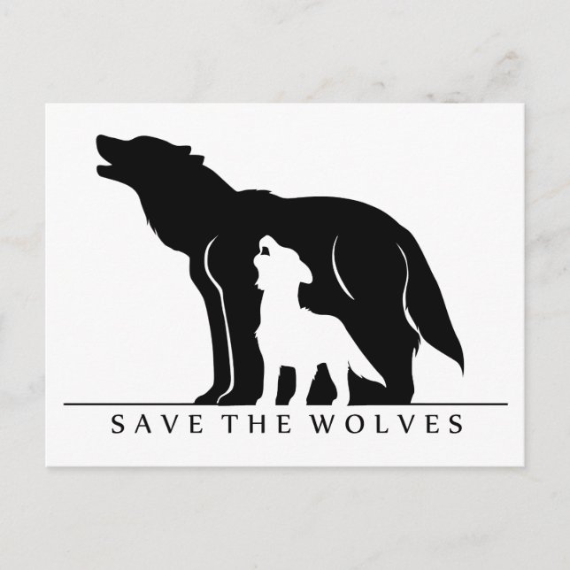 Save the Wolves (white ver.) Postcard (Front)