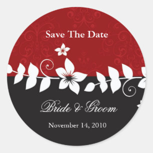 Save thedate -red black floral sticker
