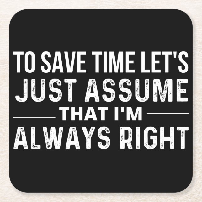 save time square paper coaster (Front)
