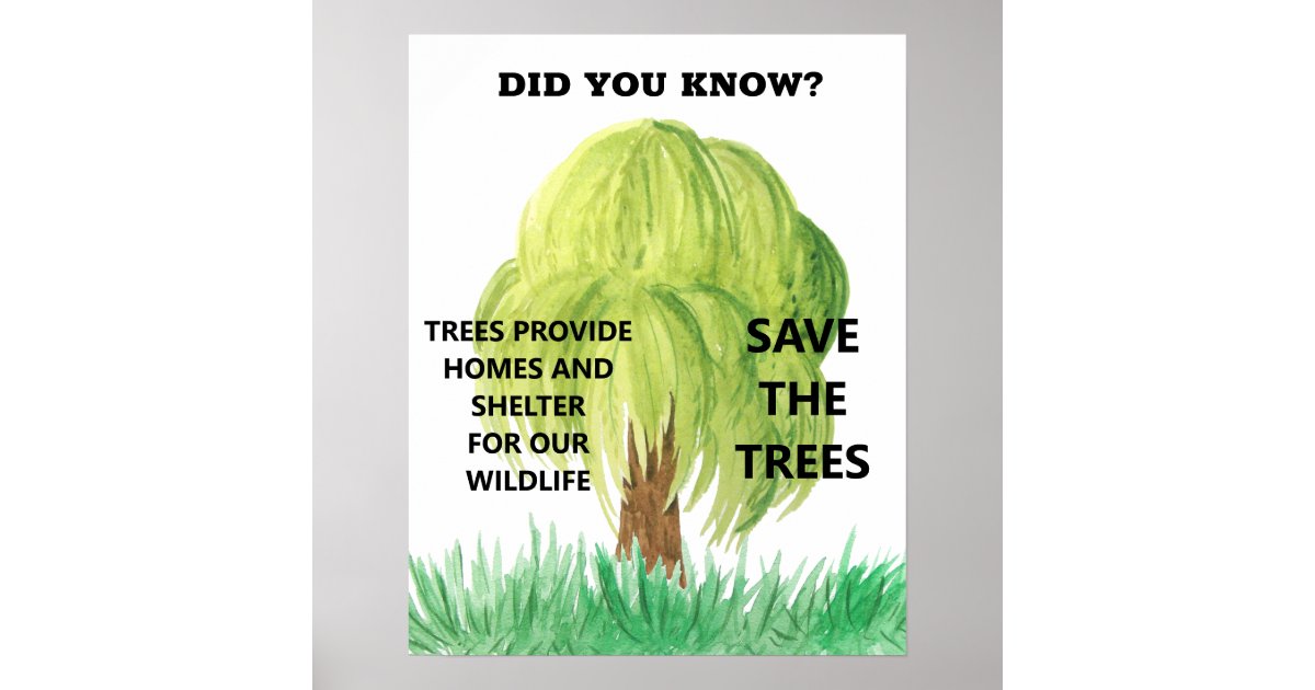 Save Trees Conserve Environmental Animal Habitat Poster | Zazzle
