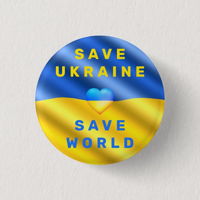 Save Ukraine Button Save World Support Freedom (Front)