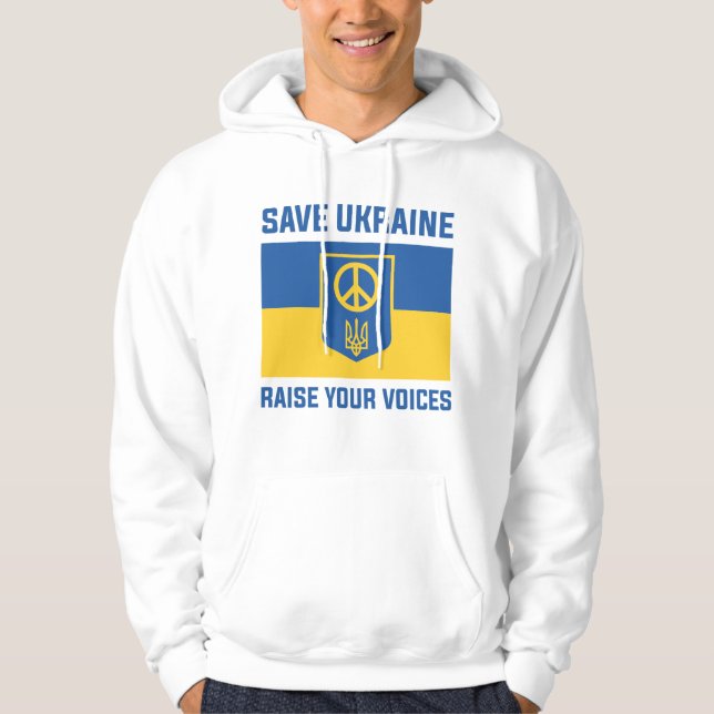 Save Ukraine Raise Your Voices Hoodie (Front)