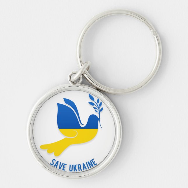 Save Ukraine Round Keychain (Front)