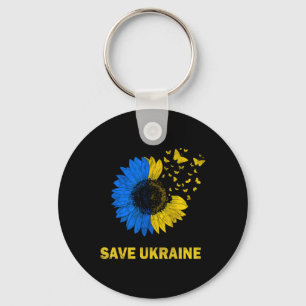 Save Ukraine Sunflower Butterflies I Stand With Uk Keychain