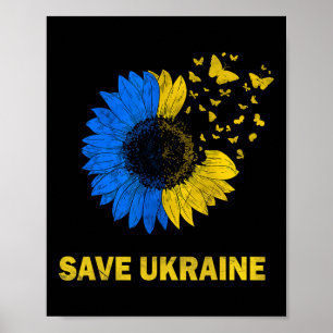 Save Ukraine Sunflower Butterflies I Stand With Uk Poster