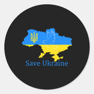 Save Ukraine Support Dove Peace Ukrainian Map Coat Classic Round Sticker