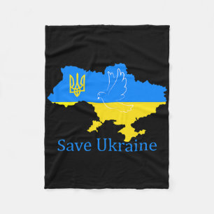 Save Ukraine Support Dove Peace Ukrainian Map Coat Fleece Blanket