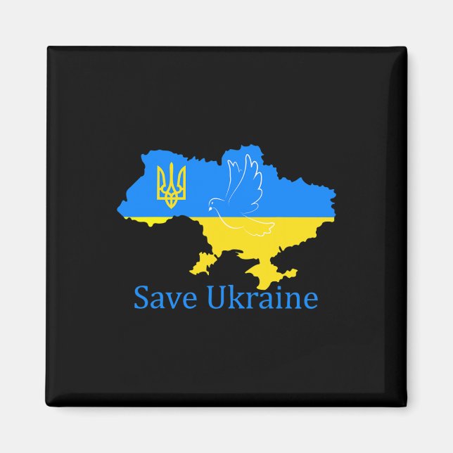 Save Ukraine Support Dove Peace Ukrainian Map Coat Magnet (Front)