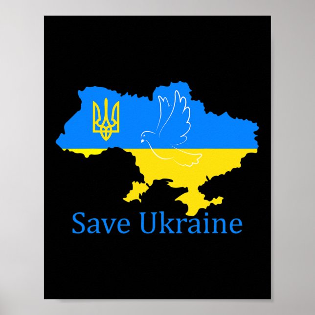 Save Ukraine Support Dove Peace Ukrainian Map Coat Poster (Front)