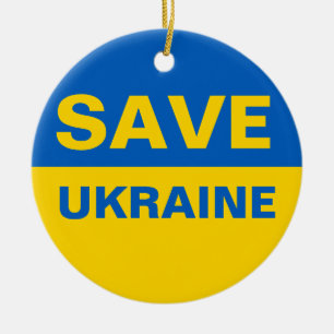 Save Ukraine Ukrainian Flag Ceramic Ornament