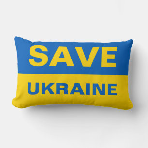 Save Ukraine Ukrainian Flag Lumbar Pillow