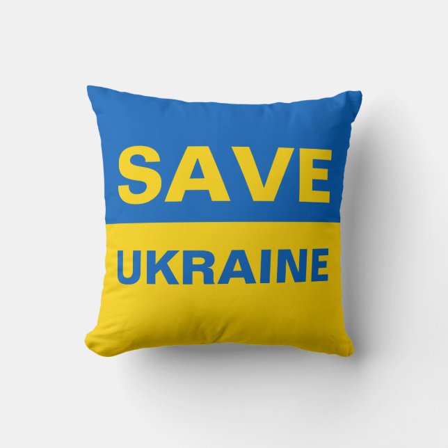 Save Ukraine Ukrainian Flag Throw Pillow (Front)